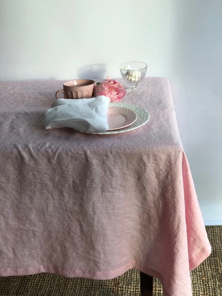 Pink Linen tablecloth, Romantic tablecloth, Custom tablecloth, Linen table cloth, tablecloths in many colors, Round tablecloth
