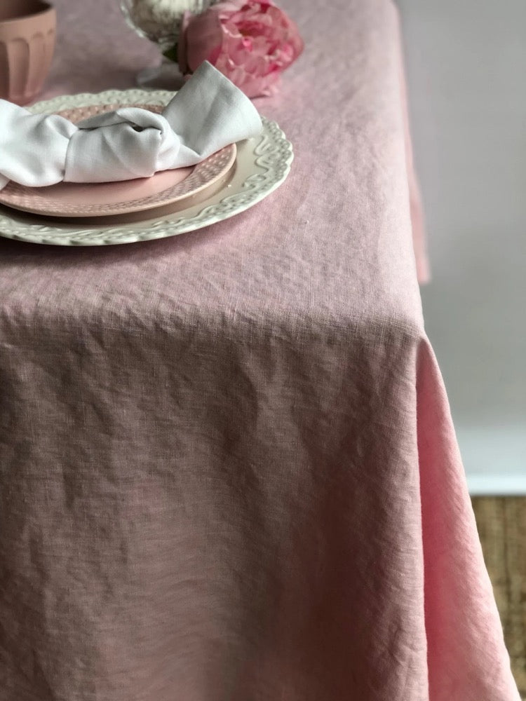 Pink Linen tablecloth, Romantic tablecloth, Custom tablecloth, Linen table cloth, tablecloths in many colors, Round tablecloth