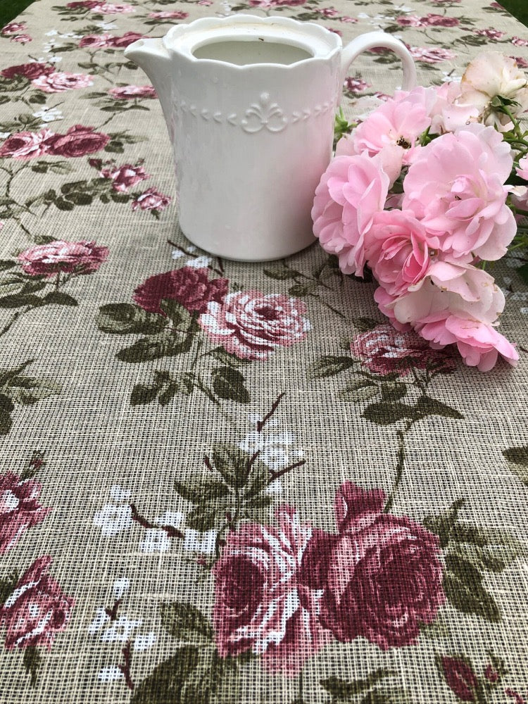 Linen tablecloth with Roses, Flower print, Custom tablecloth, Linen table cloth, Round tablecloth, Floral Tablecloth