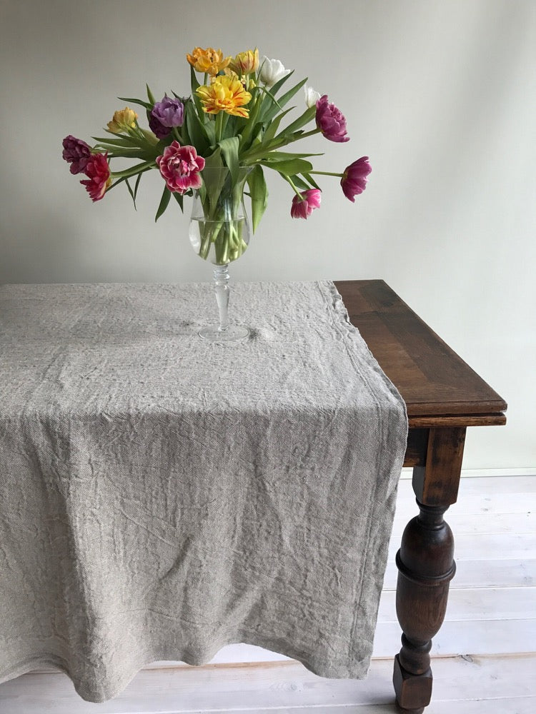 Linen Tablecloth,Rustic Thick large rectangle tablecloth, basket weave linen, square tablecloth, Brocante tablecloth, country, outdoor