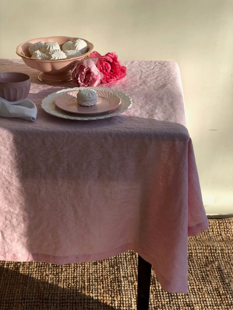 Pink Linen tablecloth, Romantic tablecloth, Custom tablecloth, Linen table cloth, tablecloths in many colors, Round tablecloth