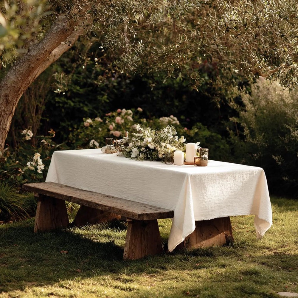 Organic Washed European Linen Tablecloth, Farmhouse Dining Cover, GOTS Certified